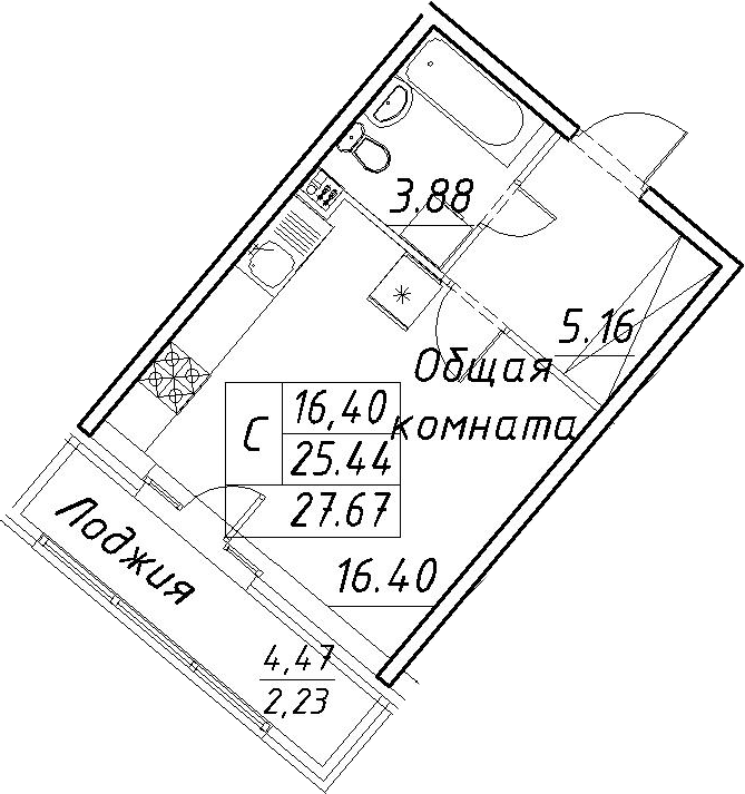 Студия 29 м<sup>2</sup> на 2 этаже Студия 29 м<sup>2</sup> на 2 этаже
