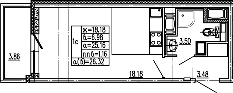 Студия 29 м<sup>2</sup> на 14 этаже Студия 29 м<sup>2</sup> на 14 этаже