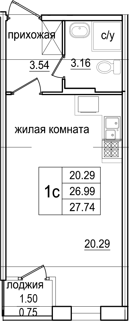 Студия 28 м<sup>2</sup> на 1 этаже Студия 28 м<sup>2</sup> на 1 этаже