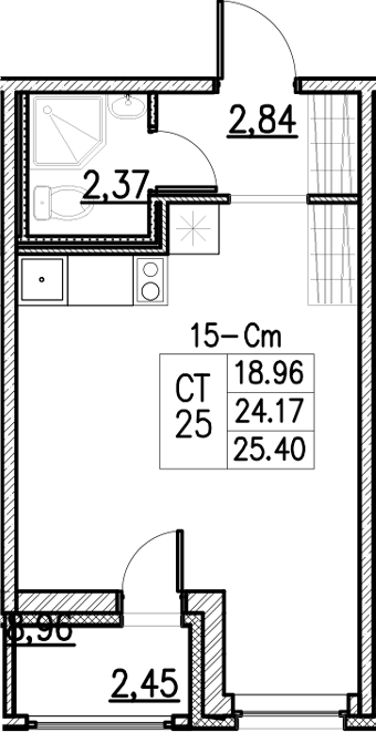 Студия 26 м<sup>2</sup> на 1 этаже Студия 26 м<sup>2</sup> на 1 этаже
