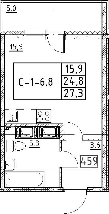 Студия 29 м<sup>2</sup> на 12 этаже Студия 29 м<sup>2</sup> на 12 этаже