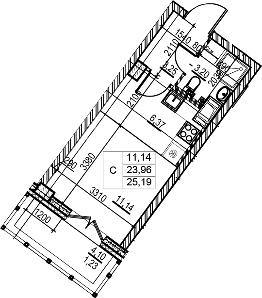 Студия 28 м<sup>2</sup> на 8 этаже Студия 28 м<sup>2</sup> на 8 этаже