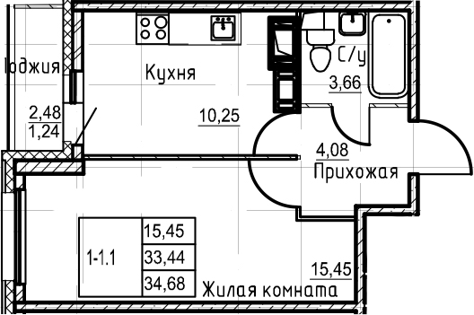 1-комнатная 35 м<sup>2</sup> на 20 этаже 1-комнатная 35 м<sup>2</sup> на 20 этаже