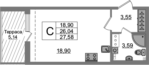 Студия 31 м<sup>2</sup> на 5 этаже Студия 31 м<sup>2</sup> на 5 этаже