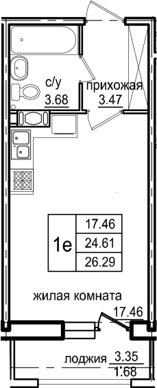 Студия 27 м<sup>2</sup> на 6 этаже Студия 27 м<sup>2</sup> на 6 этаже