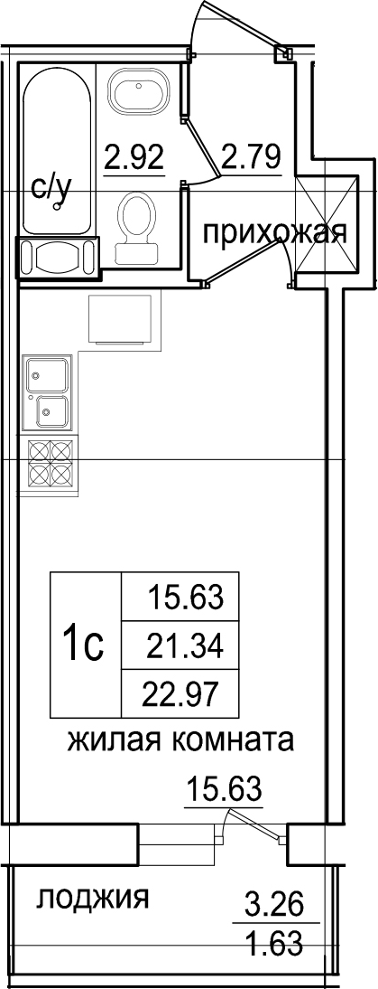 Студия 24 м<sup>2</sup> на 8 этаже Студия 24 м<sup>2</sup> на 8 этаже