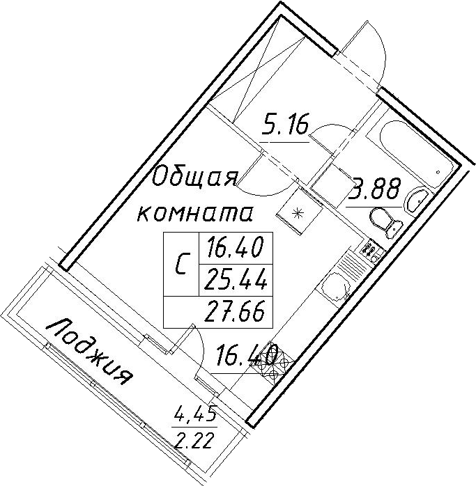 Студия 29 м<sup>2</sup> на 2 этаже Студия 29 м<sup>2</sup> на 2 этаже