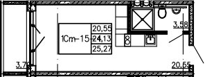 Студия 27 м<sup>2</sup> на 4 этаже Студия 27 м<sup>2</sup> на 4 этаже