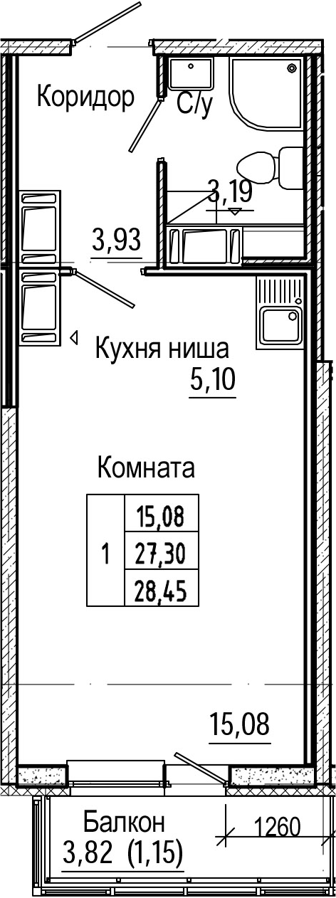 Студия 31 м<sup>2</sup> на 21 этаже Студия 31 м<sup>2</sup> на 21 этаже