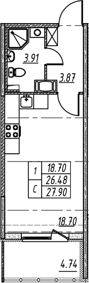 Студия 31 м<sup>2</sup> на 5 этаже Студия 31 м<sup>2</sup> на 5 этаже