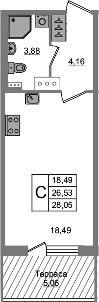 Студия 31 м<sup>2</sup> на 5 этаже Студия 31 м<sup>2</sup> на 5 этаже