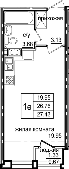 Студия 28 м<sup>2</sup> на 3 этаже Студия 28 м<sup>2</sup> на 3 этаже