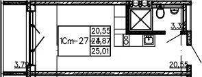 Студия 27 м<sup>2</sup> на 5 этаже Студия 27 м<sup>2</sup> на 5 этаже