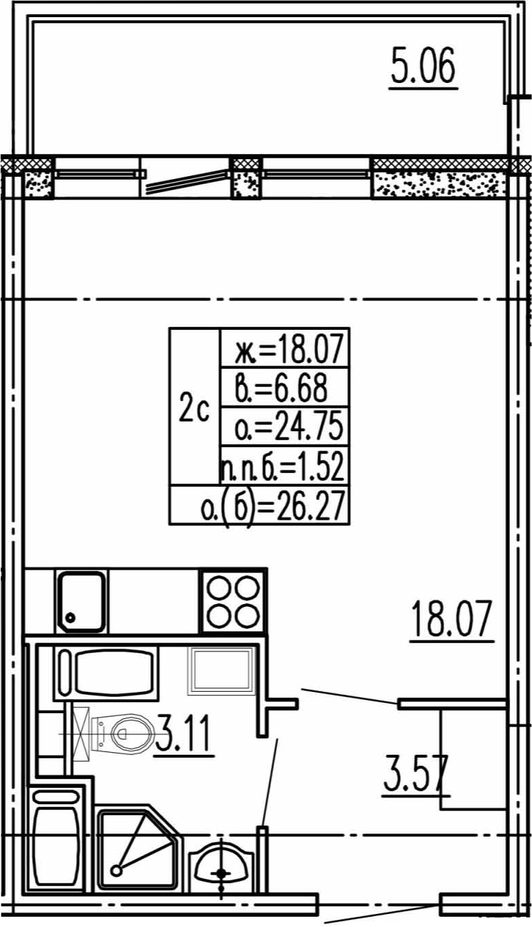 Студия 29 м<sup>2</sup> на 2 этаже Студия 29 м<sup>2</sup> на 2 этаже