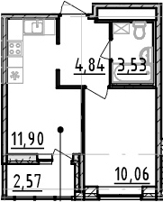 1-комнатная 32 м<sup>2</sup> на 8 этаже 1-комнатная 32 м<sup>2</sup> на 8 этаже