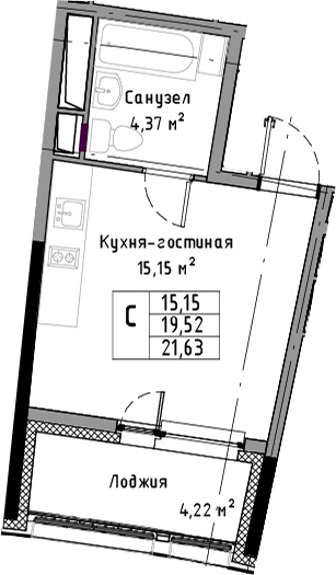 Студия 23 м<sup>2</sup> на 13 этаже Студия 23 м<sup>2</sup> на 13 этаже