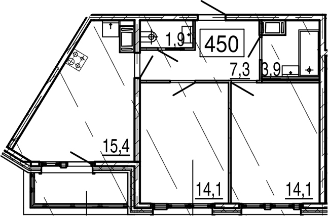 3-комнатная 60 м<sup>2</sup> на 11 этаже 3-комнатная 60 м<sup>2</sup> на 11 этаже