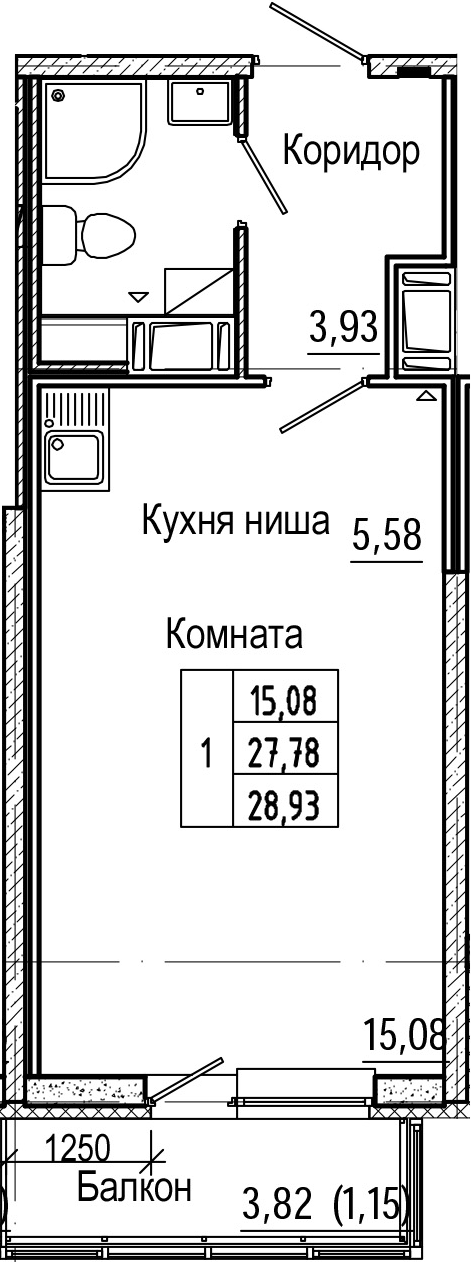 Студия 31 м<sup>2</sup> на 7 этаже Студия 31 м<sup>2</sup> на 7 этаже