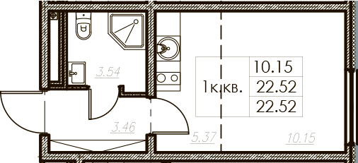 Студия 22 м<sup>2</sup> на 2 этаже Студия 22 м<sup>2</sup> на 2 этаже