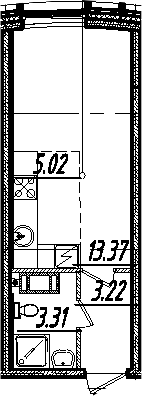 Студия 24 м<sup>2</sup> на 8 этаже Студия 24 м<sup>2</sup> на 8 этаже
