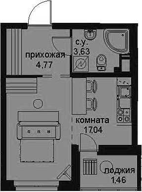 Студия 28 м<sup>2</sup> на 3 этаже Студия 28 м<sup>2</sup> на 3 этаже