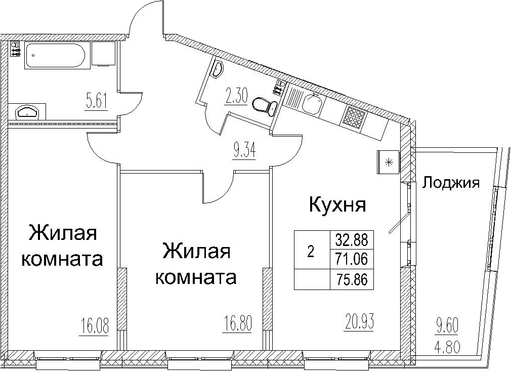 3-комнатная 80 м<sup>2</sup> на 2 этаже 3-комнатная 80 м<sup>2</sup> на 2 этаже