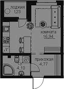 Студия 28 м<sup>2</sup> на 2 этаже Студия 28 м<sup>2</sup> на 2 этаже