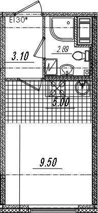 Студия 20 м<sup>2</sup> на 4 этаже Студия 20 м<sup>2</sup> на 4 этаже