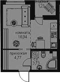 Студия 27 м<sup>2</sup> на 5 этаже Студия 27 м<sup>2</sup> на 5 этаже