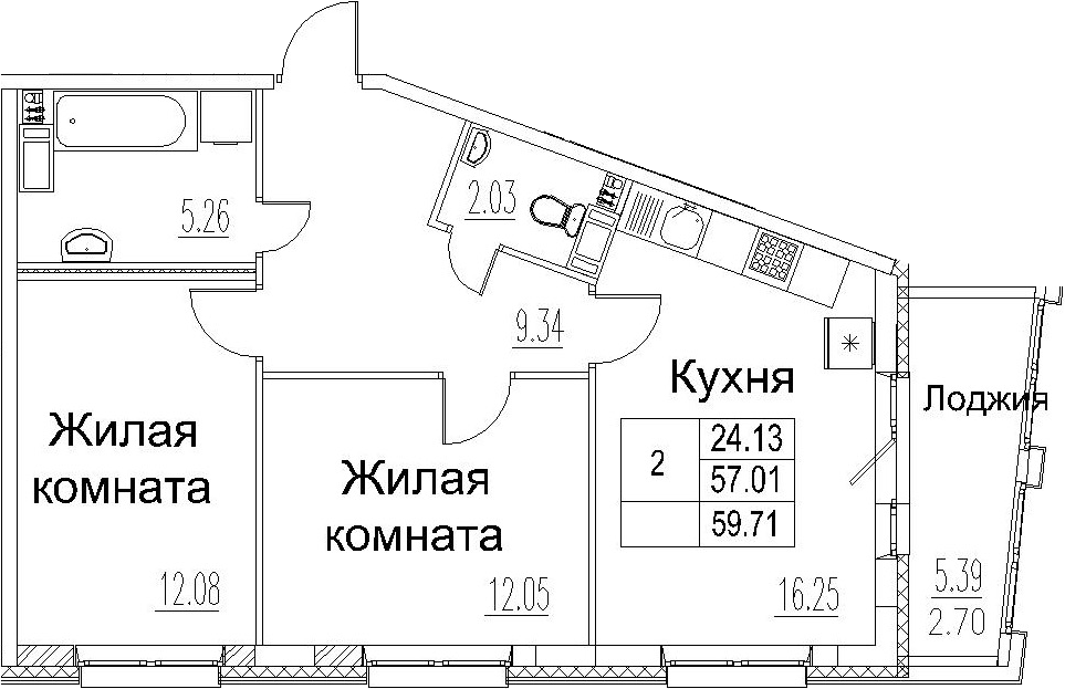 3-комнатная 62 м<sup>2</sup> на 5 этаже 3-комнатная 62 м<sup>2</sup> на 5 этаже