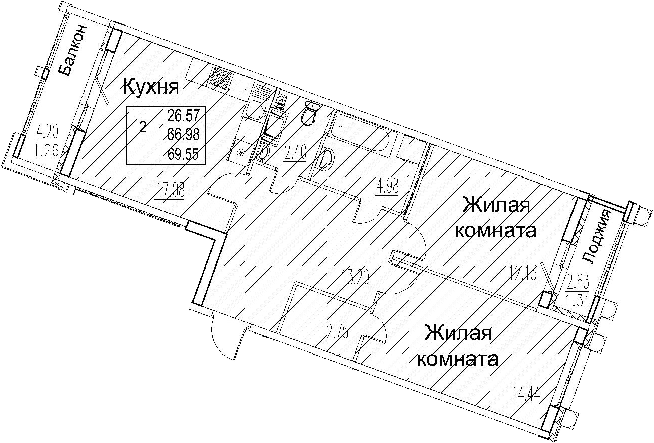 3-комнатная 73 м<sup>2</sup> на 10 этаже 3-комнатная 73 м<sup>2</sup> на 10 этаже