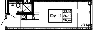 Студия 26 м<sup>2</sup> на 5 этаже Студия 26 м<sup>2</sup> на 5 этаже