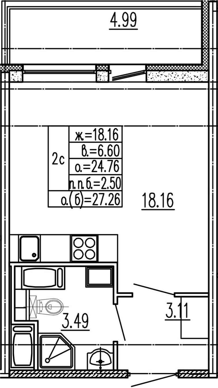 Студия 29 м<sup>2</sup> на 3 этаже Студия 29 м<sup>2</sup> на 3 этаже