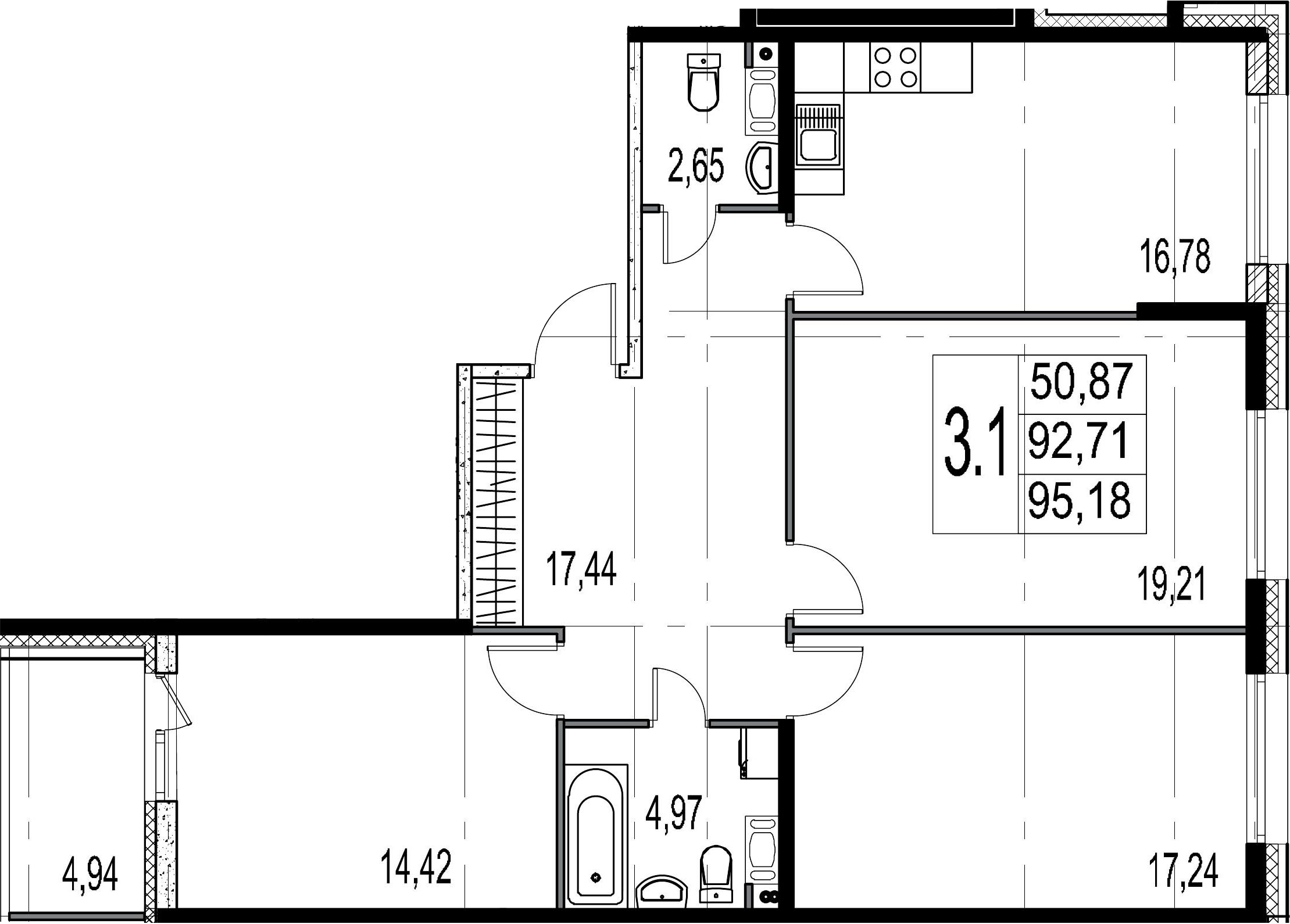 Продажа 3-комнатной новостройки, Санкт-Петербург, ул Александра Матросова,  д. 3