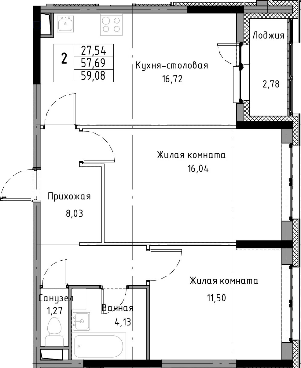 3-комнатная 60 м<sup>2</sup> на 2 этаже 3-комнатная 60 м<sup>2</sup> на 2 этаже