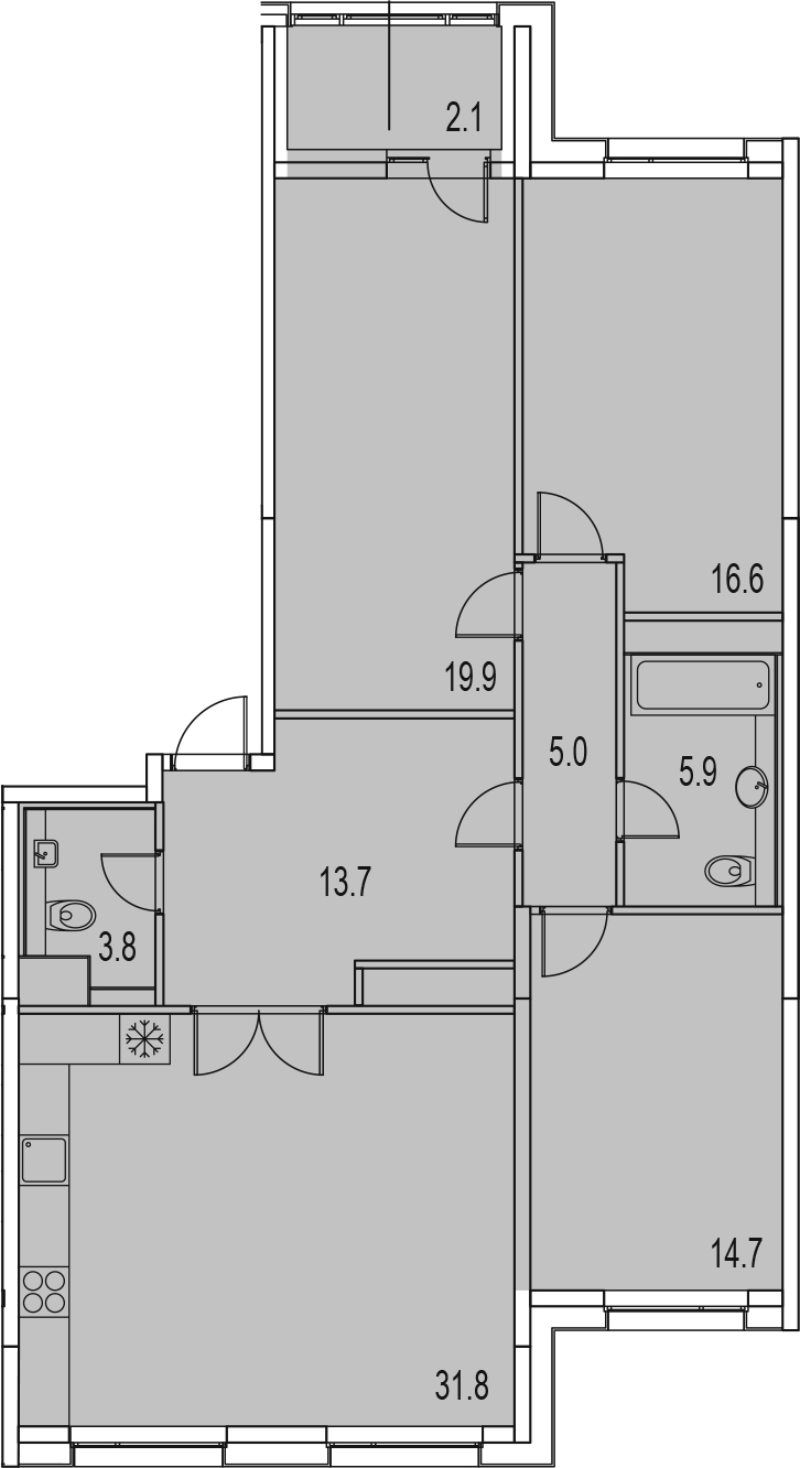 4-комнатная 115 м<sup>2</sup> на 12 этаже 4-комнатная 115 м<sup>2</sup> на 12 этаже