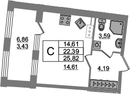 Студия 29 м<sup>2</sup> на 4 этаже Студия 29 м<sup>2</sup> на 4 этаже
