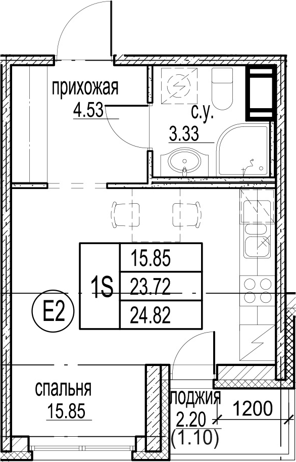 Студия 25 м<sup>2</sup> на 3 этаже Студия 25 м<sup>2</sup> на 3 этаже