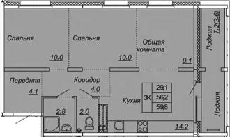 3-комнатная 63 м<sup>2</sup> на 11 этаже 3-комнатная 63 м<sup>2</sup> на 11 этаже