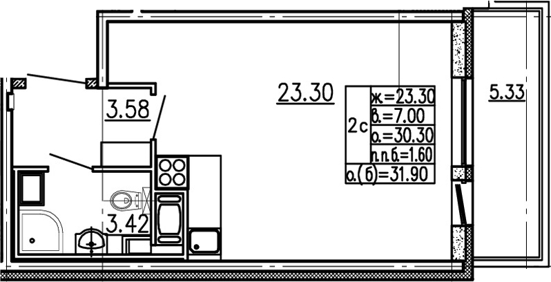 Студия 35 м<sup>2</sup> на 3 этаже Студия 35 м<sup>2</sup> на 3 этаже