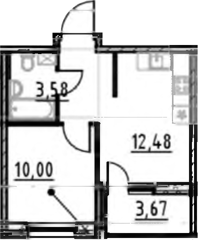 1-комнатная 34 м<sup>2</sup> на 17 этаже 1-комнатная 34 м<sup>2</sup> на 17 этаже