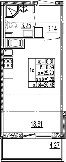 Студия 29 м<sup>2</sup> на 15 этаже Студия 29 м<sup>2</sup> на 15 этаже
