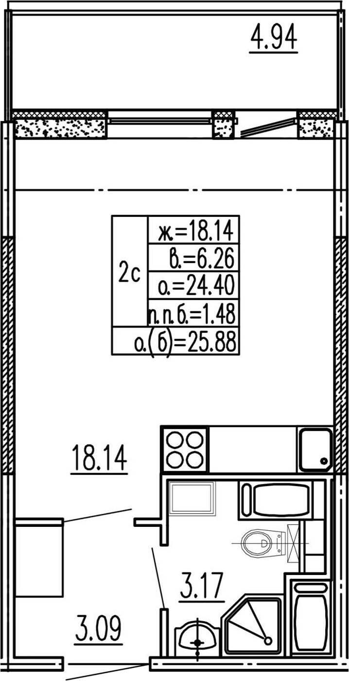 Студия 29 м<sup>2</sup> на 15 этаже Студия 29 м<sup>2</sup> на 15 этаже