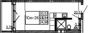 Студия 27 м<sup>2</sup> на 5 этаже Студия 27 м<sup>2</sup> на 5 этаже