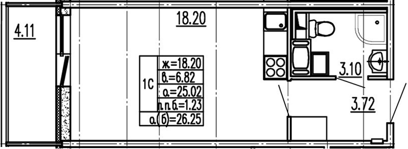 Студия 29 м<sup>2</sup> на 14 этаже Студия 29 м<sup>2</sup> на 14 этаже