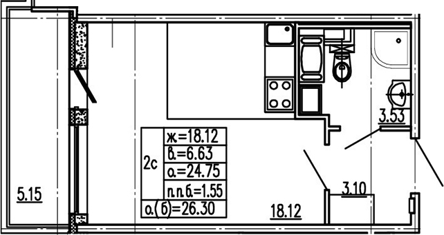 Студия 29 м<sup>2</sup> на 14 этаже Студия 29 м<sup>2</sup> на 14 этаже