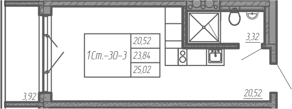 Студия 27 м<sup>2</sup> на 6 этаже Студия 27 м<sup>2</sup> на 6 этаже