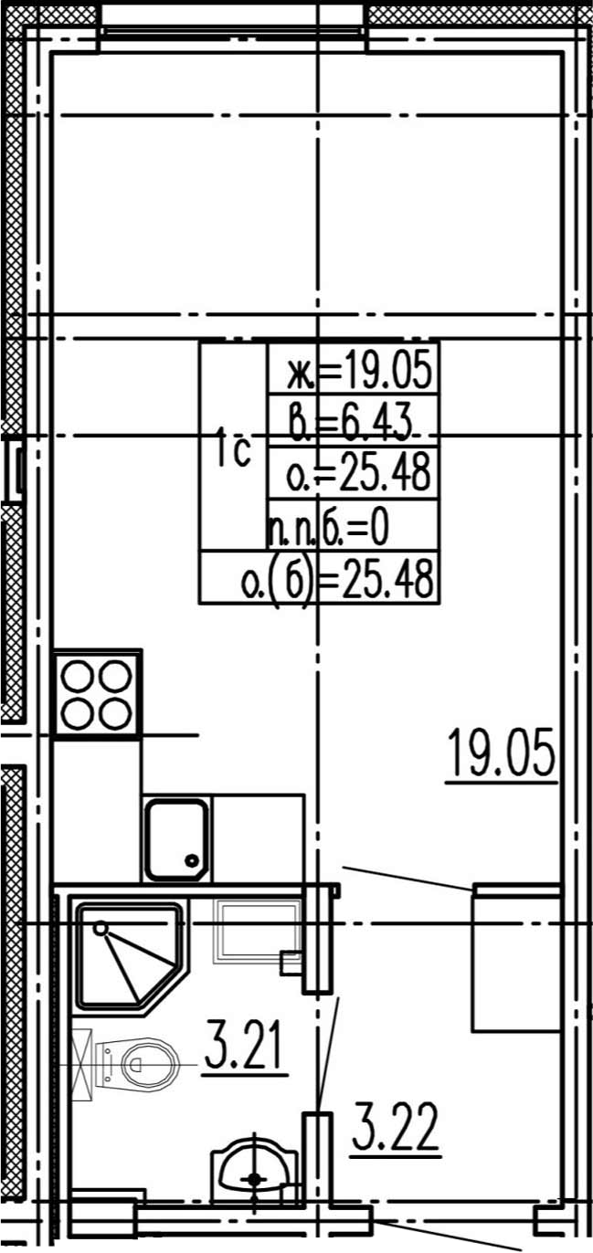 Студия 25 м<sup>2</sup> на 2 этаже Студия 25 м<sup>2</sup> на 2 этаже
