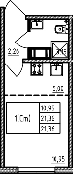 Студия 21 м<sup>2</sup> на 2 этаже Студия 21 м<sup>2</sup> на 2 этаже