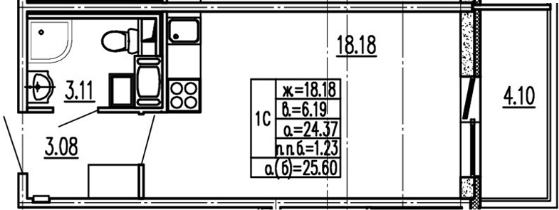 Студия 28 м<sup>2</sup> на 14 этаже Студия 28 м<sup>2</sup> на 14 этаже